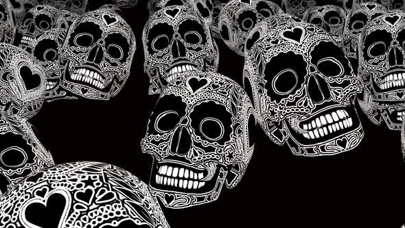 Tattooed skulls in black and white