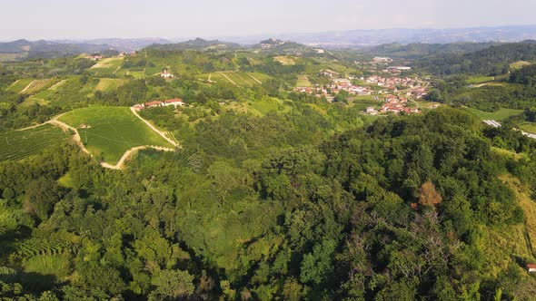 Drone view of Cellarengo, Piemonte, Italy