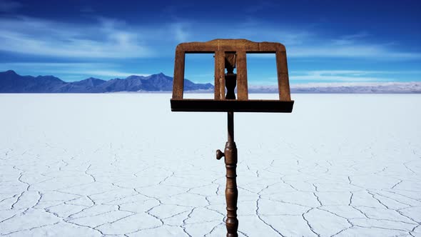 an Old Music Stand is on White Salt Desert