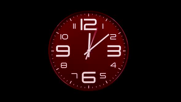 Modern Red Clock Face Moving Fast Forward