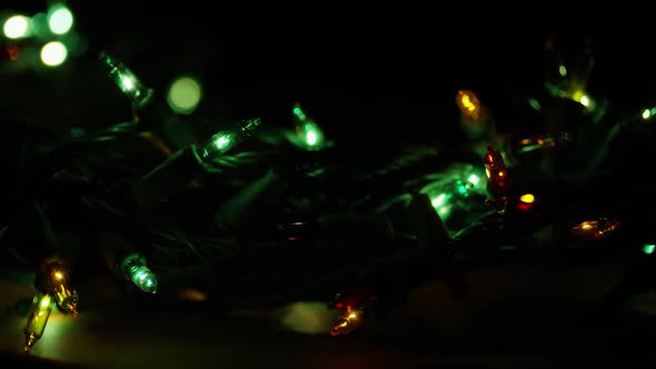 Cinematic, Rotating Shot of ornamental Christmas lights - CHRISTMAS 042