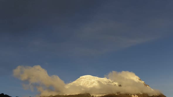 Snow-capped peak of Cotopaxi volcano in Ecuador