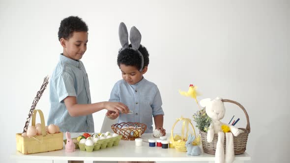 Children in Lovely Wearing Celebrate Easter Together
