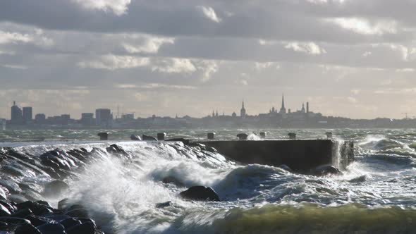 Powerful Storm Waves Hitting The Pier