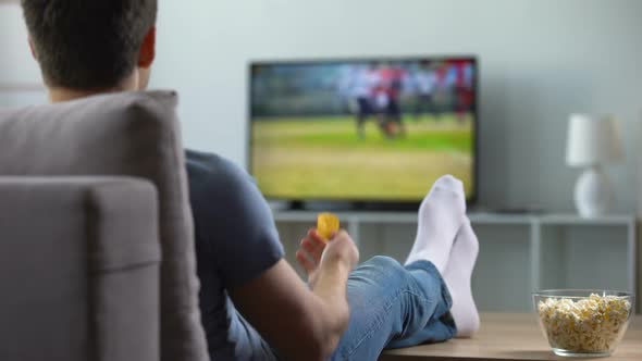 American Football Fan Rejoicing at Goal Scored by Favourite Team, Championship