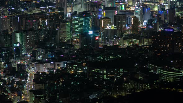 Timelapse Seoul Flashing Illumination of Various Colours