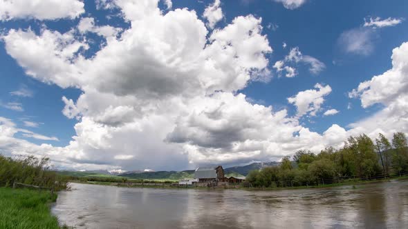 Time lapse of clouds moving over Wyoming countryside and the Salt River