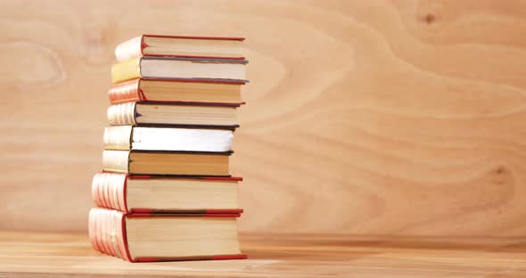 Stack of books on a desk