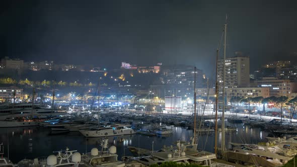 Night timelapse in the port of Monaco