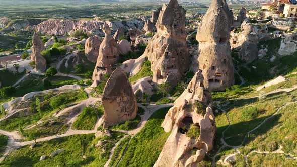 Awesome view of Uchisar Castle at Goreme Historical National Park in Cappadocia, Turkey.