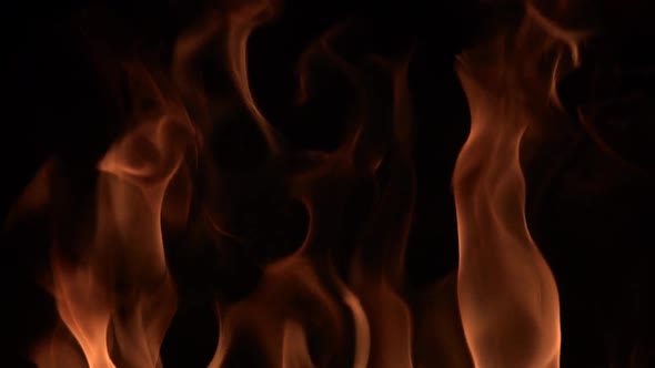 Super Slow Motion of Fire Line Isolated on Black Background. Filmed on High Speed Cinema Camera