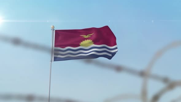 Kiribati Flag Behind Border