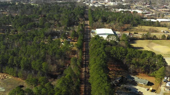 Drone shot railroad tracks 4k
