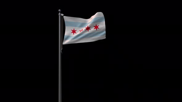 Flag Of Chicago With Alpha 4K