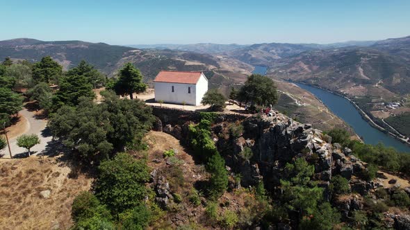 Church on Mountain. Douro Valley. Portugal 4k