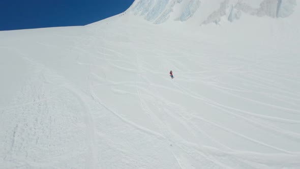 Speed Movement Cinematic Aerial View Fpv Drone Flying Over Natural Snow Mountain Top Glacier