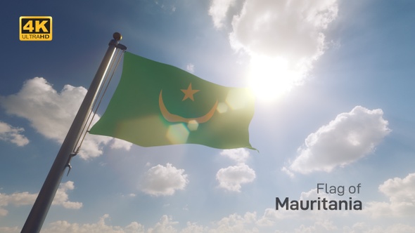 Mauritania Flag on a Flagpole V2 - 4K