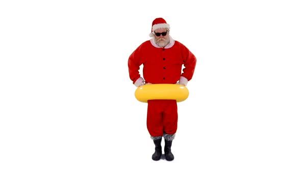 Santa claus stuck in inflatable tube