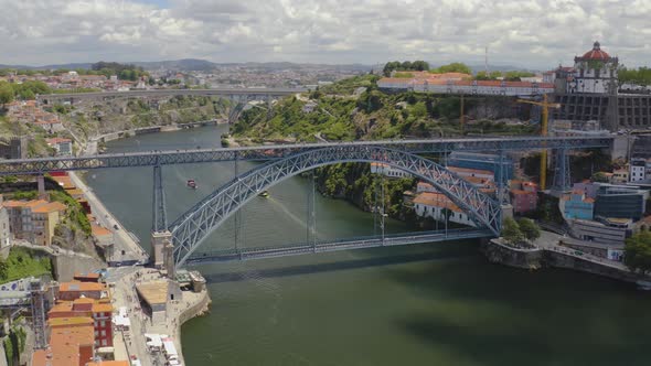 Porto in Portugal, aerial drone cityscape view 4k