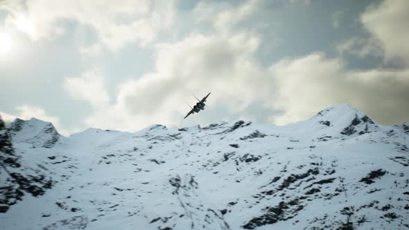 Military Airplanes Fighter Planes Flying Fast in the Mountains