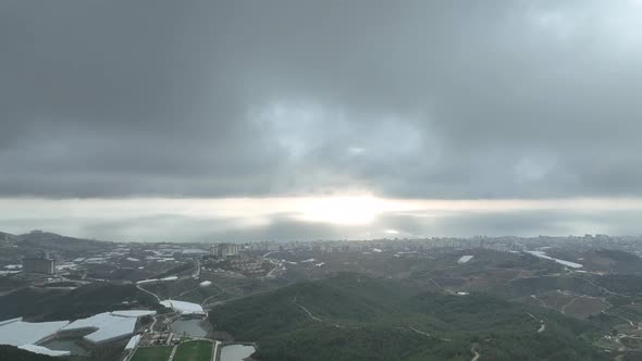 Clouds Over the city aerial view 4 K