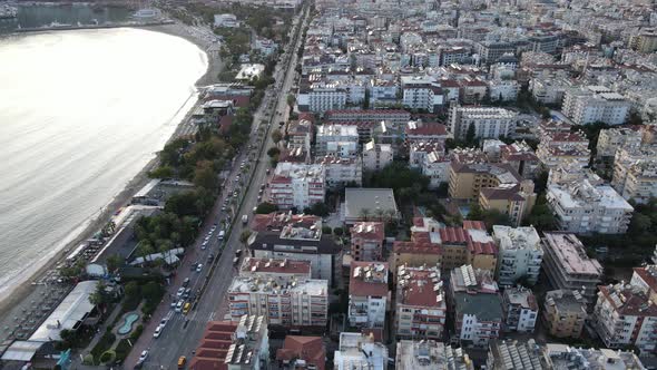 Aerial View Alanya Turkey  Resort Town Seashore