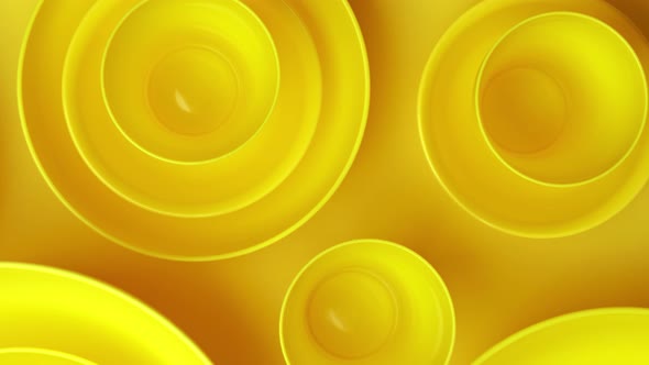 New Clean Yellow Bowl on Yellow Background. Top View