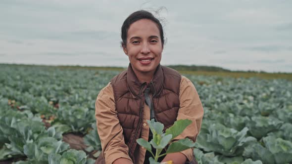 Joyful Female Farm Worker