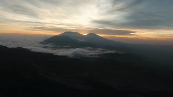 Mountain Landscape with Sunset. Jawa Island, Indonesia.