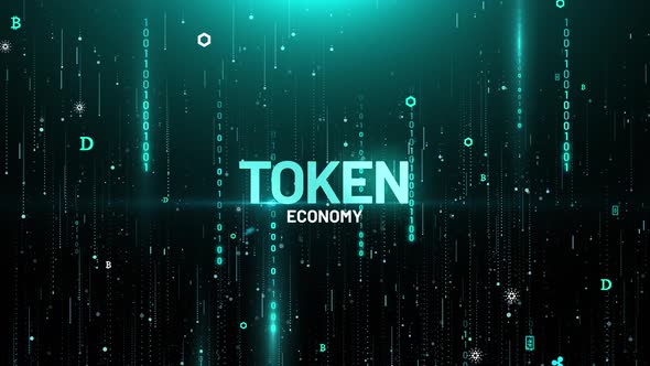 Token Economy Cryptocurrency Binary Matrix Digital Animation