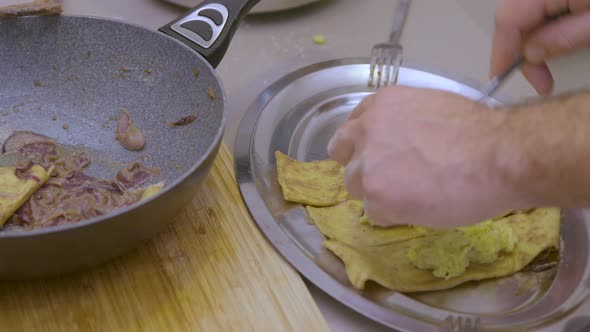 Preparing Homemade Pasta With Cod