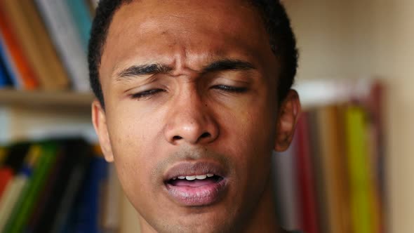 Close Up of Shocked Afro-American Man Face