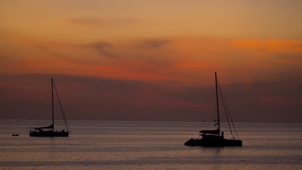 Pleasure Yachts at Sunset