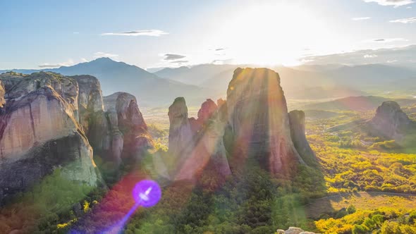 Sunset Over the Greek Meteora