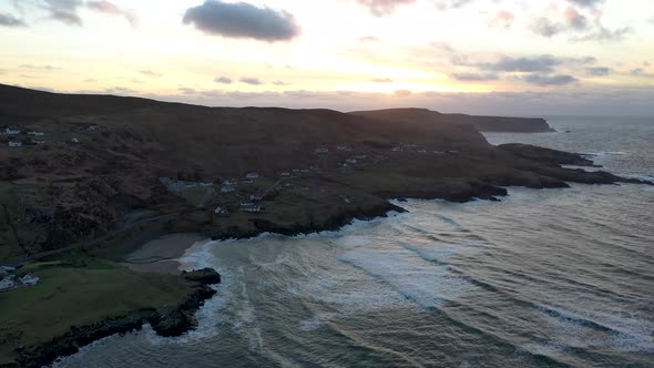 Aerial View of Glen Bay in Glencolumbkille in County Donegal Republic of Irleand