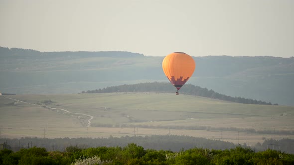 Beautiful Rocky Landscape of Crimea with Colorful Hotair Balloons Balloons Flying on Sunset HDR Time