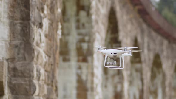 Drone Under a Bridge Doing an Inspection