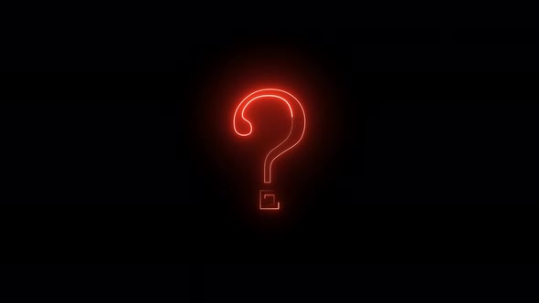 Question sign animation with glowing neon light. Vd 46