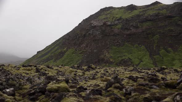 4K Iceland Mossy rock with Lava Time lapse