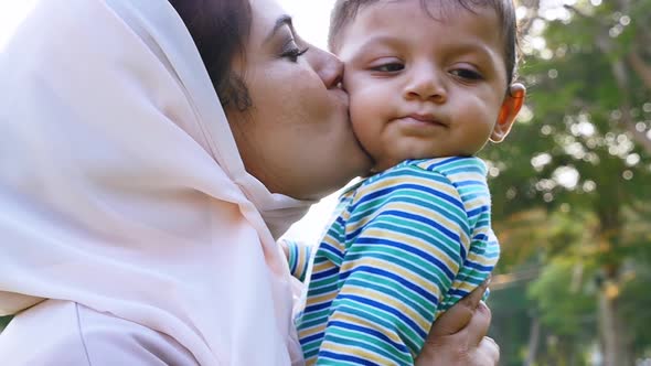 Mother and son at the park