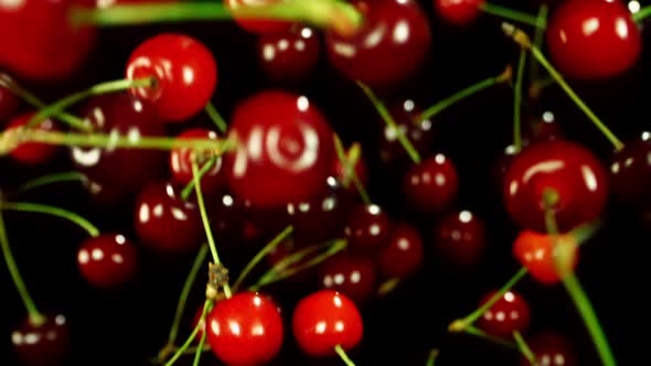 Slow Motion of Cherry Rotates in the Air