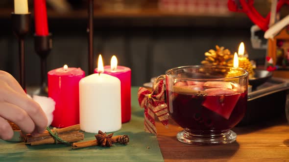 Mulled Wine in Glass Mug Gluhwein Closeup