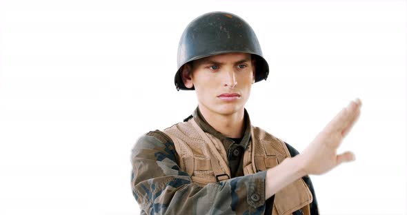 Soldier using digital screen