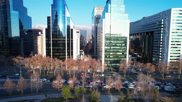 Sunset sky at downtown Santiago Metropolitan Region of Chile.