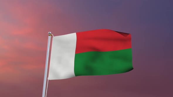 Flag Of Madagascar Waving