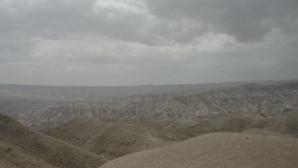 Cloudy day over the Judean desert, flat colors, Israel, aerial view