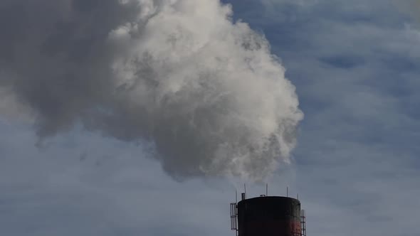 Smoke Comes From the Chimney. Air Pollution. Slow Motion. Ecology. Kyiv. Ukraine