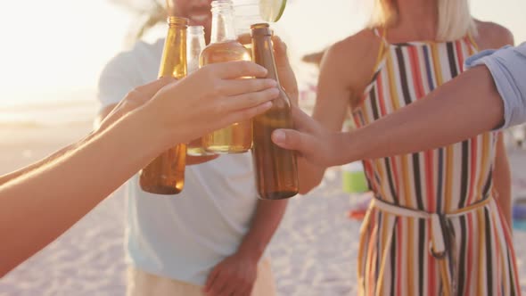 Friends enjoying a party on the beach