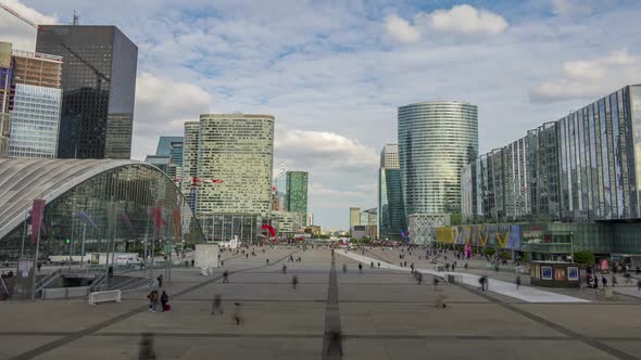 Large Pedestrian Square in Parisian District of La Defense