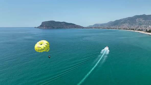 Parasailing aerial view Turkey Alanya 4 K